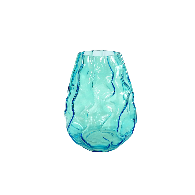 Blue Curved Spray Glass Vase YD-ND-431