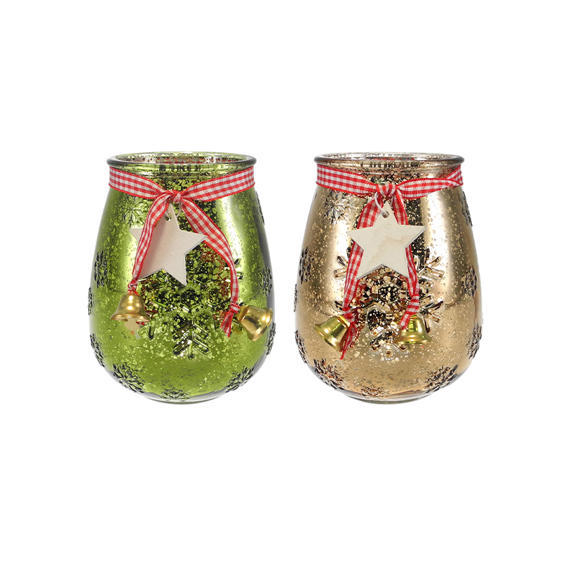 Christmas Snowflake Electroplated Silver Shards Candleholder YD-CX-171