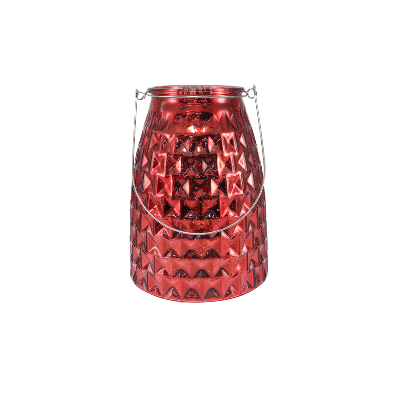 Square Pattern Textured Electroplated Silver Fragments Candleholder YD-CX-174