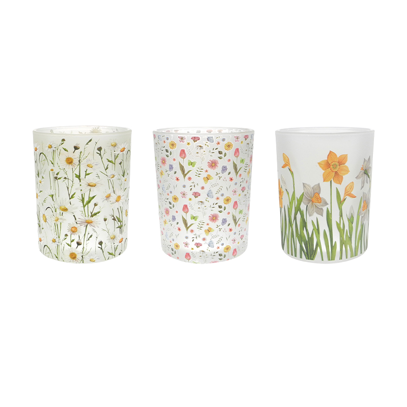 Spring Pattern Frosted Glass Wax Cup YD-SS-129