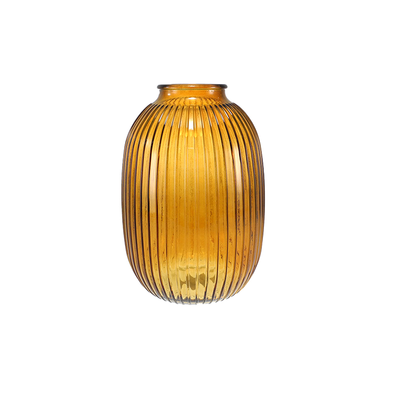 Brown Striped Stained Glass Vase YD-TDH-156