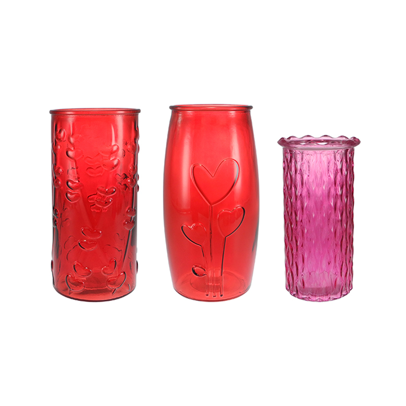 Valentine's Day Relief Colored Glass Vase YD-VL-079