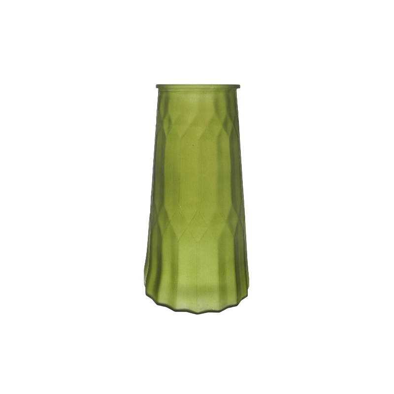 Geometric Pattern Frosted And Tinted Glass Vase YD-TDH-167