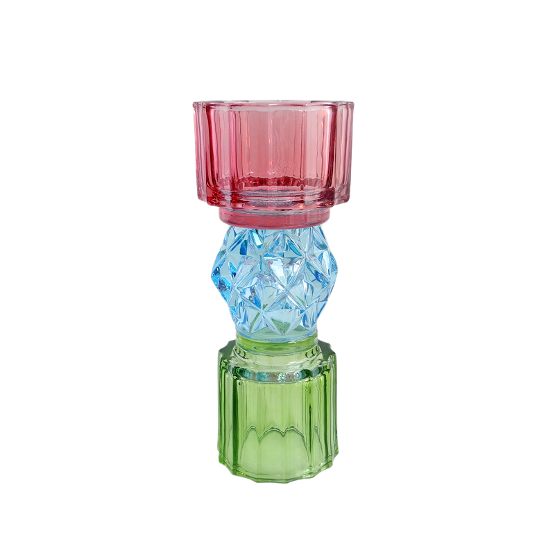 Striped Tricolor Double Candle Holder YD-HDWC-250