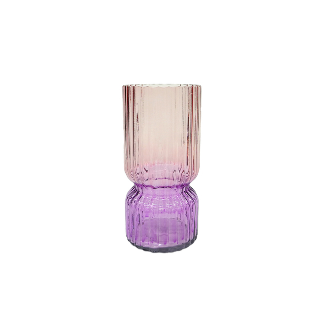 Striped Segmented Relief Gradient Glass Vase YD-ND-339