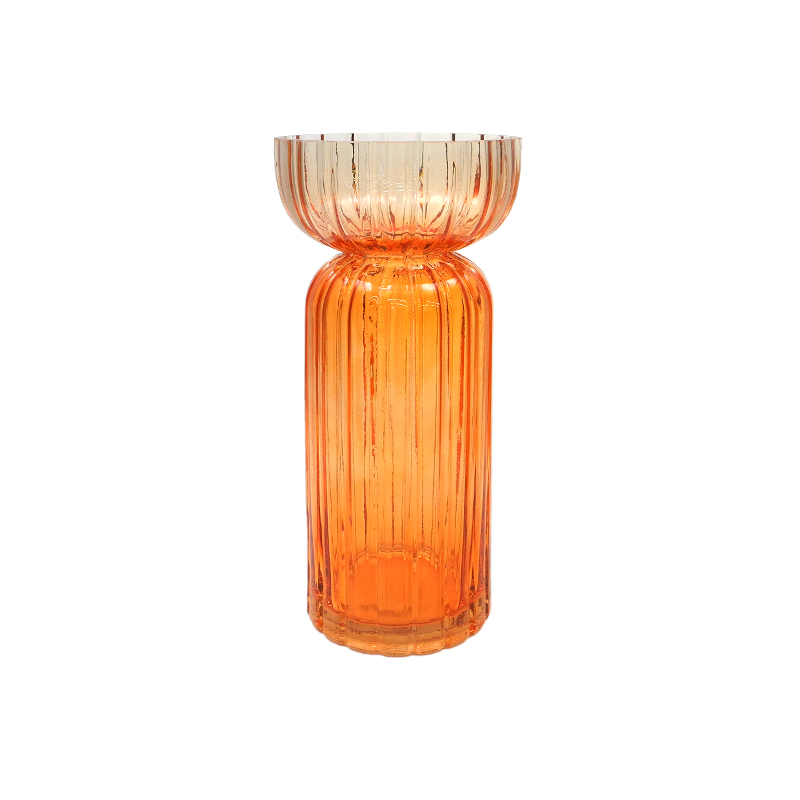 Striped Double-color Gradient Glass Vase YD-TDH-100