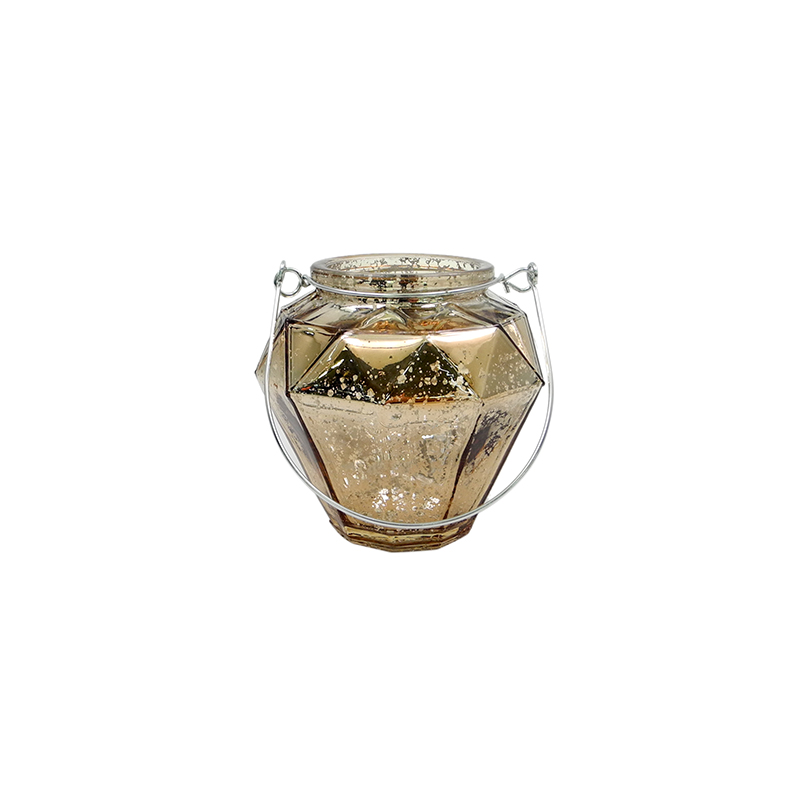 Electroplated Crushed Silver Handle Christmas Candle Holder YD-CX-109