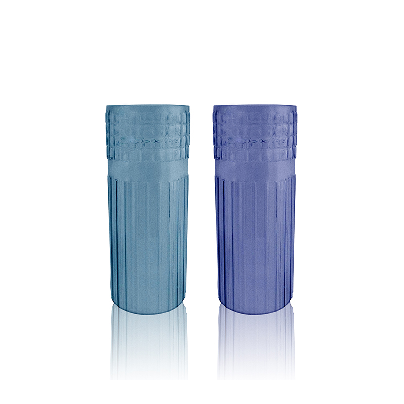Segmented Relief Frosted Glass Vase YD-OBS-076