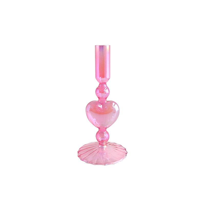 Rose Red Multicolored Plated Glass Candle Holder YD-VL-058