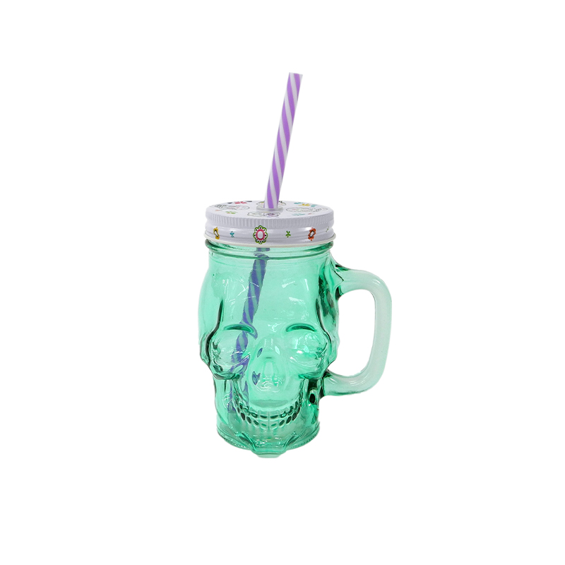 Skull Shaped Straw Cup with Handle YD-HAL-075