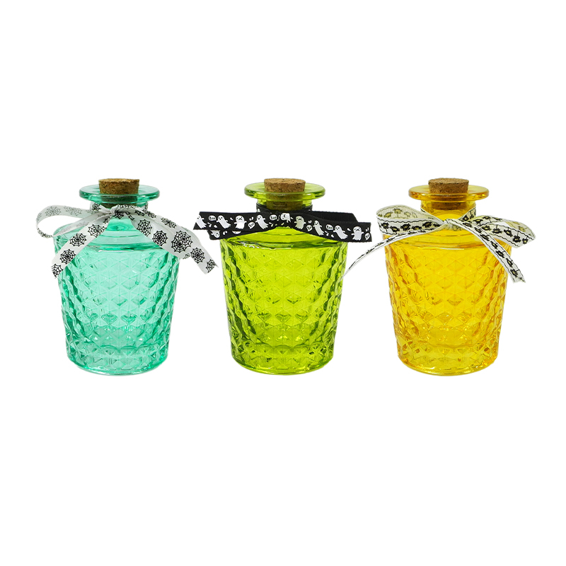 Plaid Embossed Halloween Glass Bottle YD-HAL-068