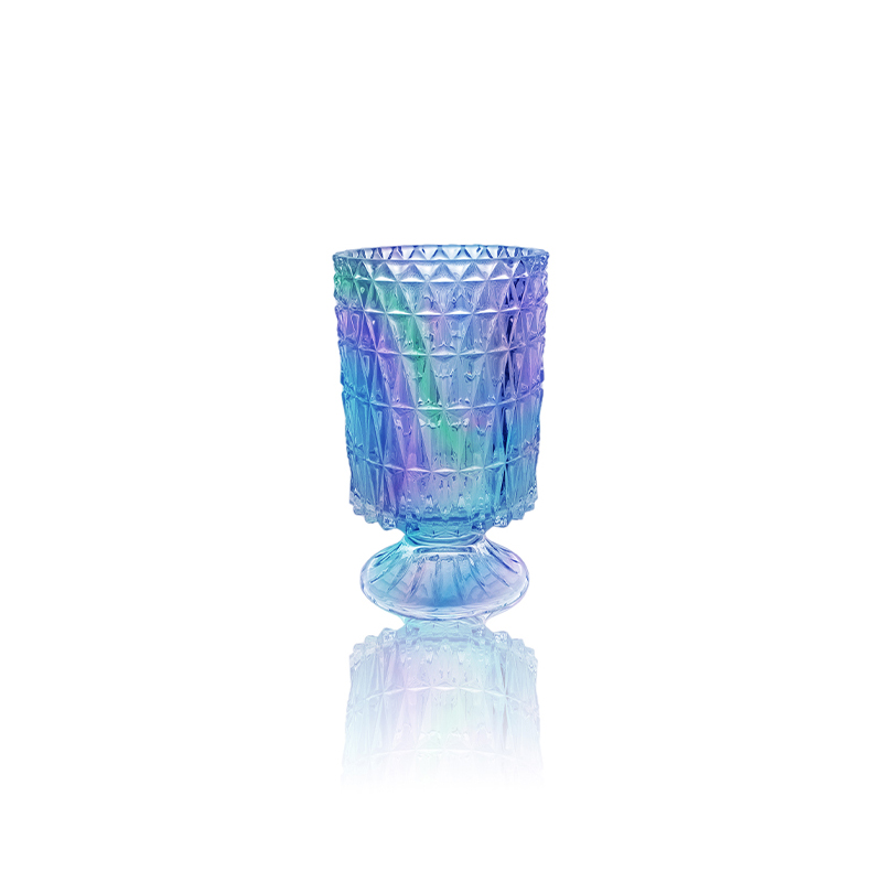 Multicolored Plated Glass Vase with Base YD-OBS-096