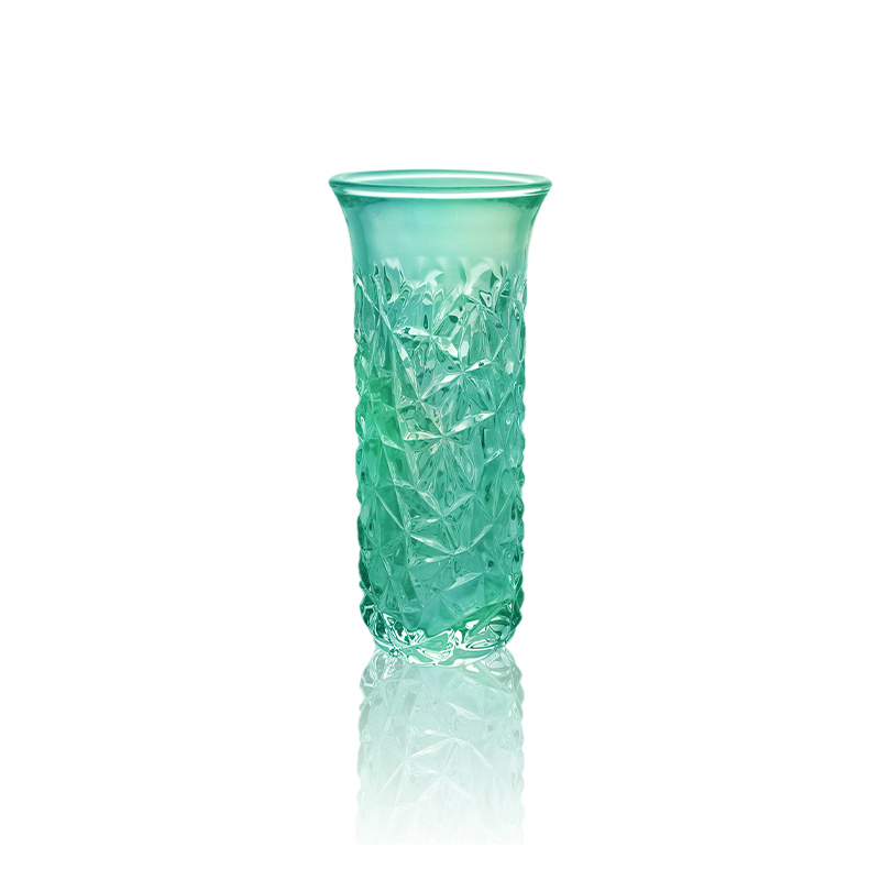 Relief Pattern Multicolored Plated Glass Vase YD-OBS-098