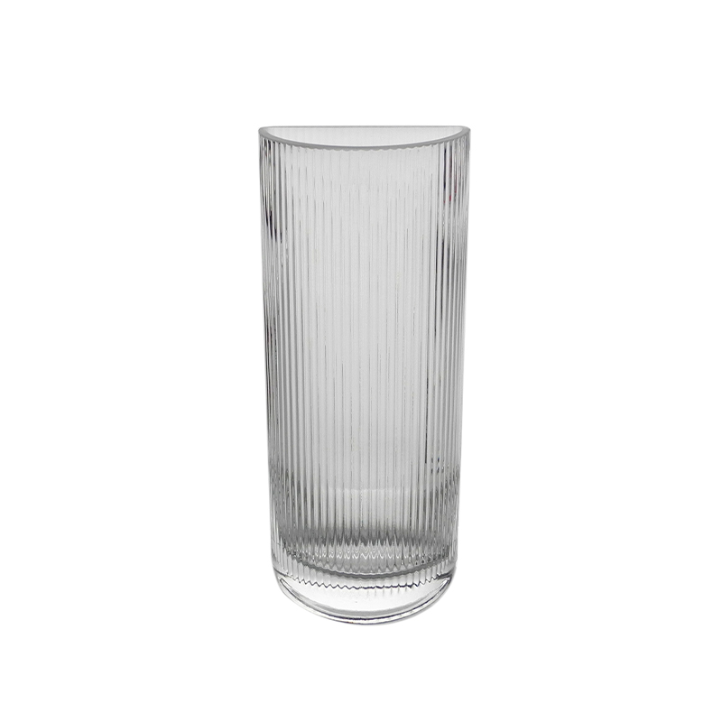 Striped Semicircular Glass Vase YD-CGV-023