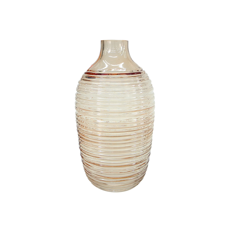 Beige Horizontal Striped Glass Vase YD-SS-112