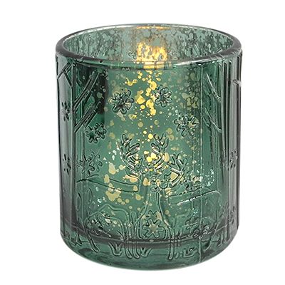 Yorklsun Glassware Dark Green Christmas Candle Holder & Wax Bottle YD-HDWC-040