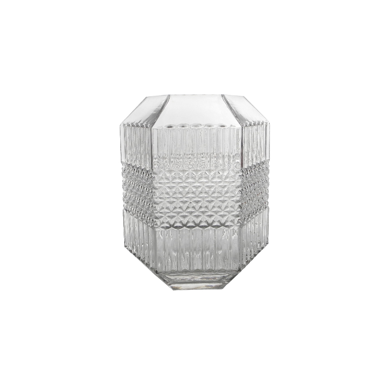 Polygonal Pattern Relief Glass Vase YD-CGV-186