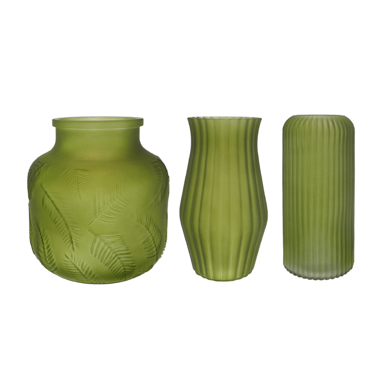 Blurred-gloss Green Glass Vase YD-TDH-172