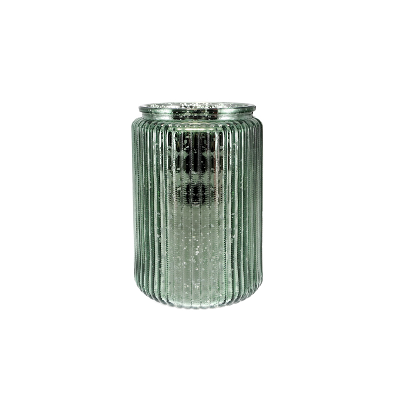 Striped Electroplated Silver Broken CandleholderYD-CX-163