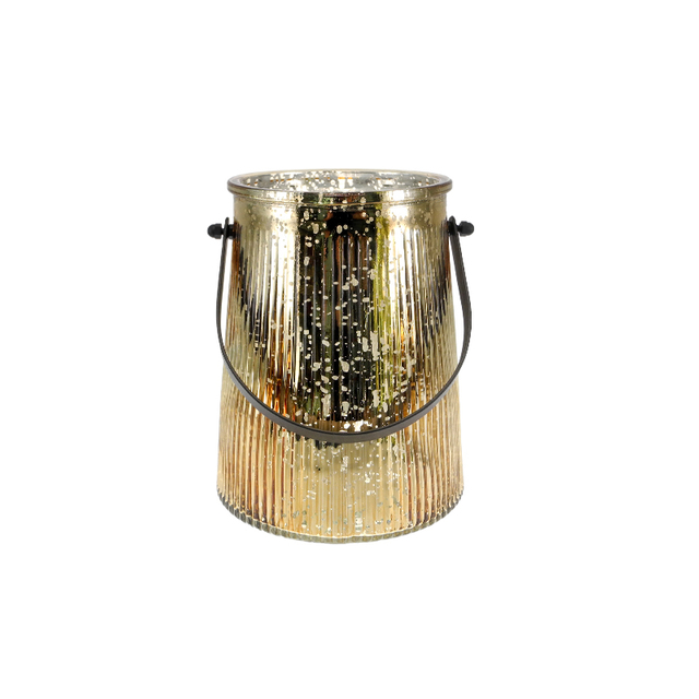 Striped Electroplated Silver Candleholder with Iron Handle YD-CX-164