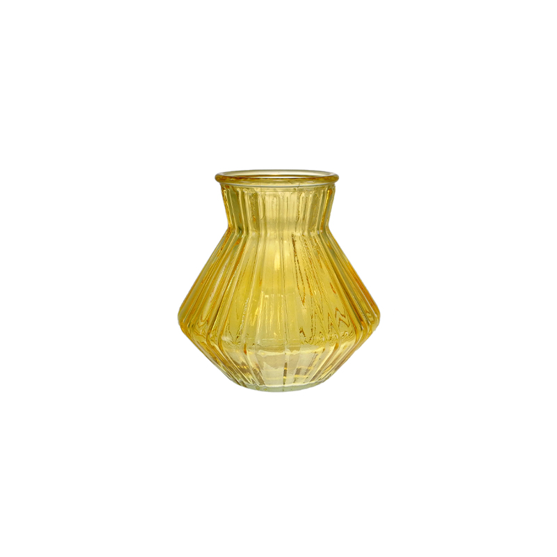 Striped Diamond-shaped Spray-painted Glass Vase YD-SS-154