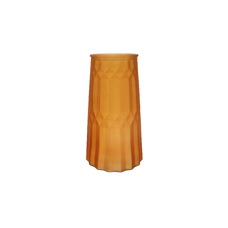 Geometric Pattern Frosted And Tinted Glass Vase YD-TDH-167