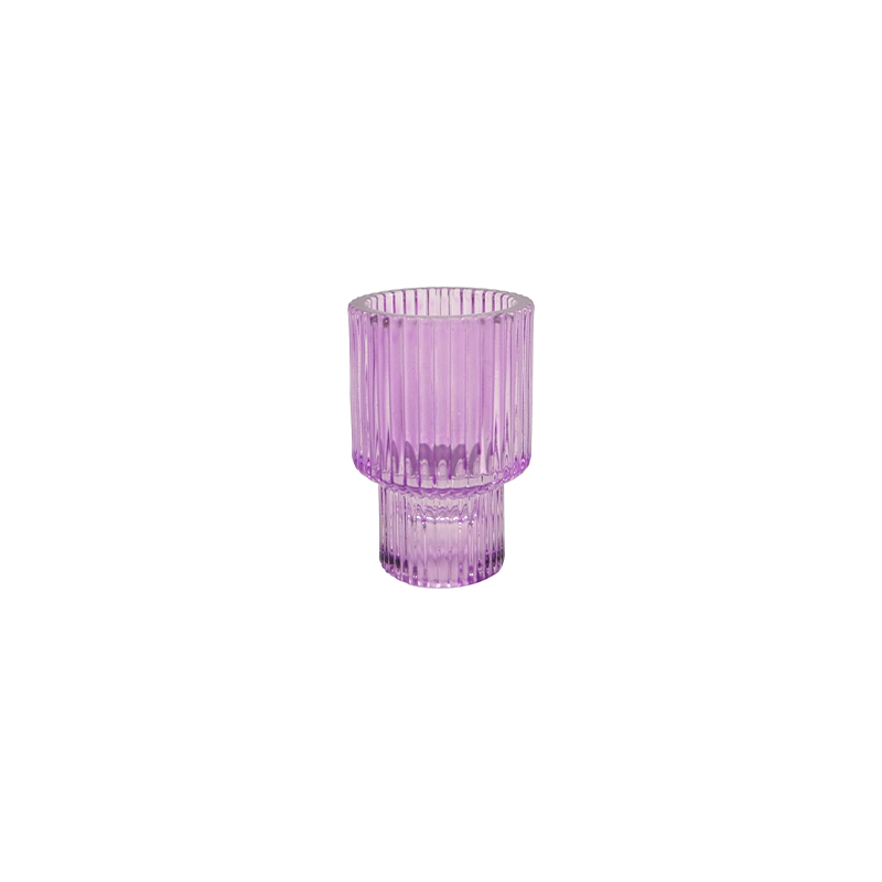Striped Spray Colored Small Glass Candle Holder YD-ND-390