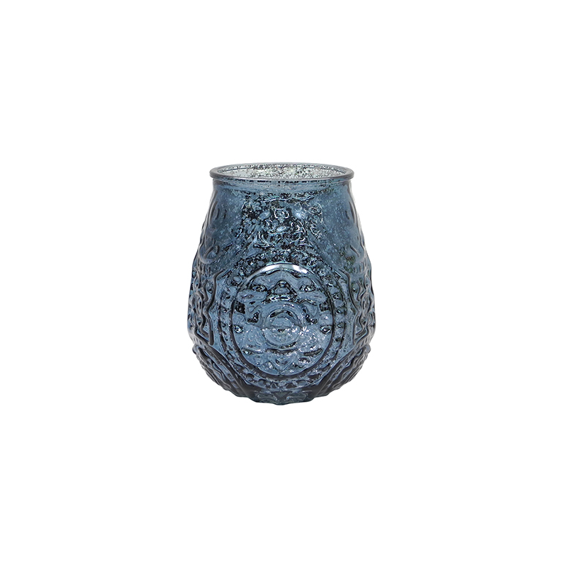Electroplated Shattered Silver Glass Candle Holder YD-TDH-078