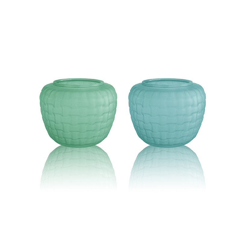 Plaid Frosted Glass Vase YD-OBS-059