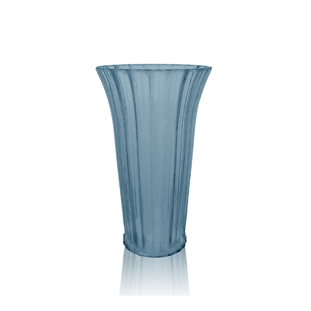Blue Gray Frosted Glass Vase YD-OBS-074
