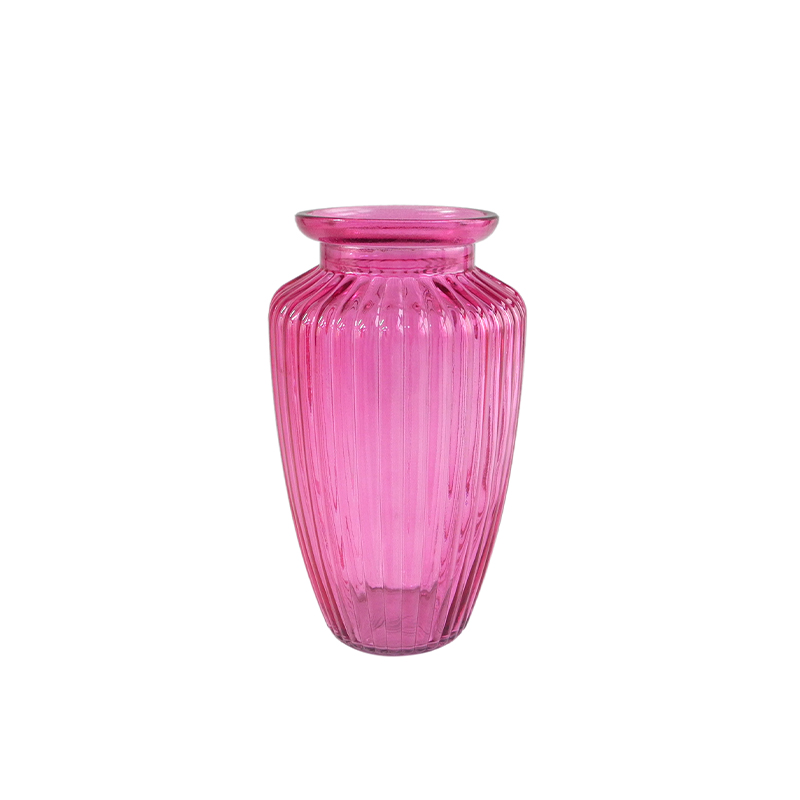 Rose Red Striped Glass Vase YD-VL-031