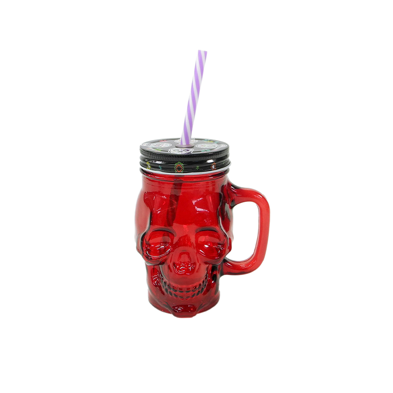Skull Shaped Straw Cup with Handle YD-HAL-075