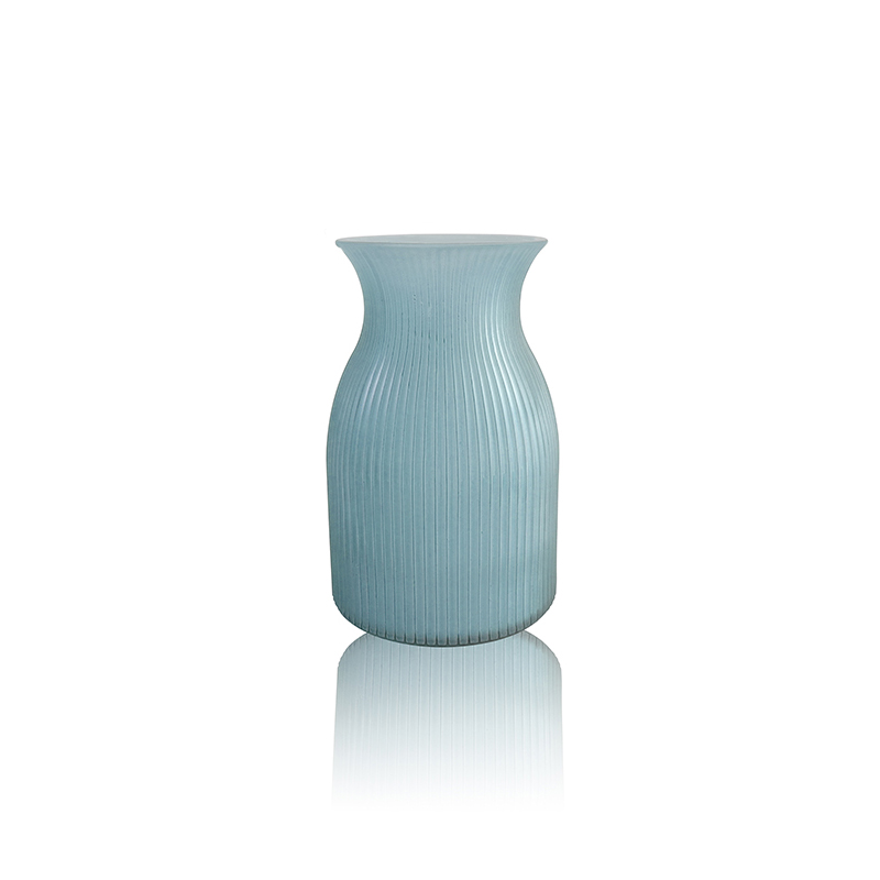 Curved Striped Frosted Glass Vase YD-OBS-069