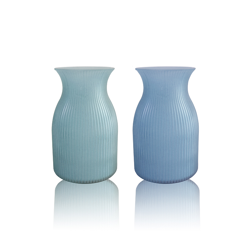 Curved Striped Frosted Glass Vase YD-OBS-069
