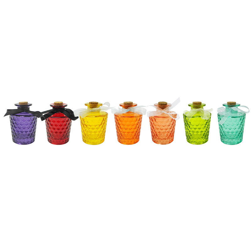Colorful Plaid Pattern Glass Bottle YD-HAL-072