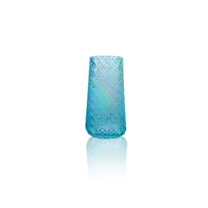 Fish Scale Multicolored Plated Glass Vase YD-OBS-100