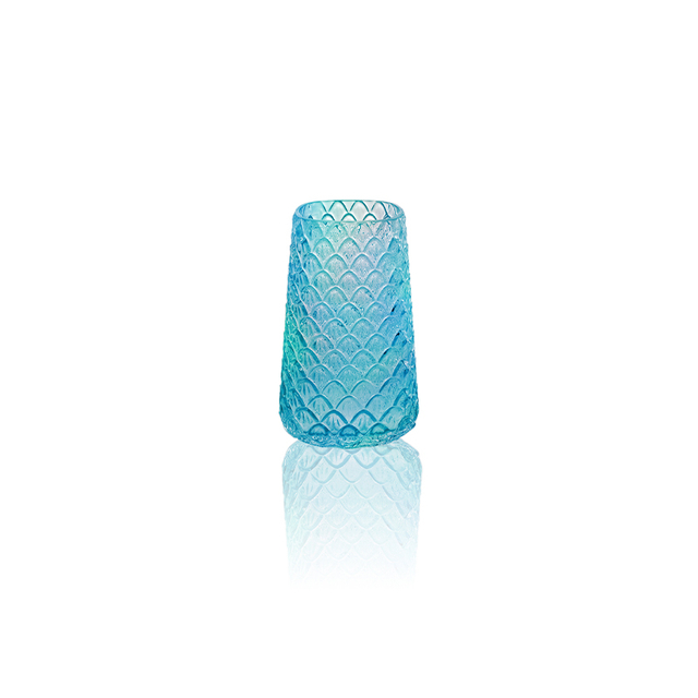 Fish Scale Multicolored Plated Glass Vase YD-OBS-100