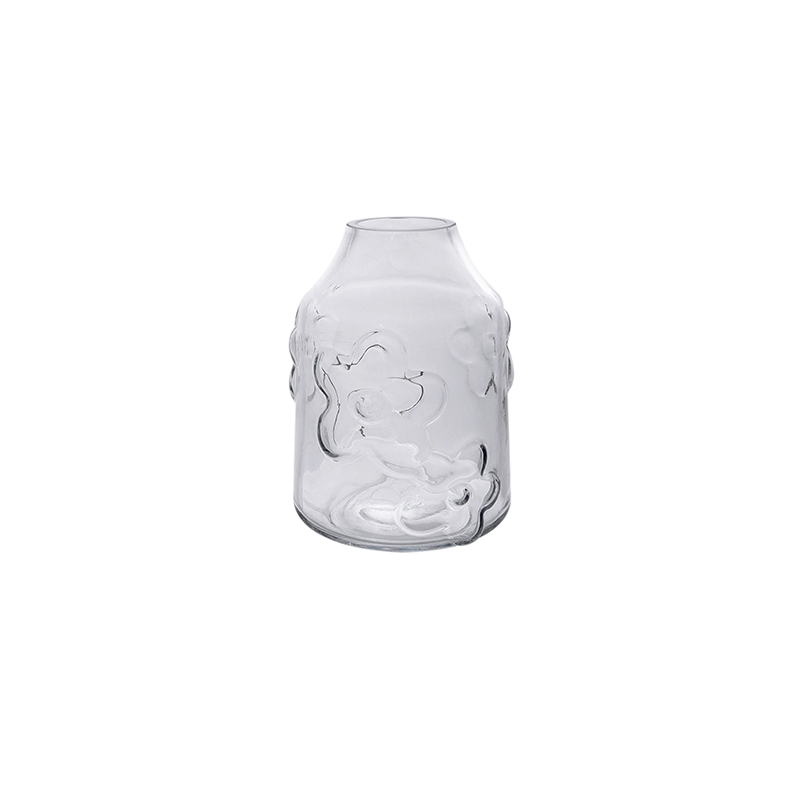 Flower Embossed Glass Vase YD-CGV-043