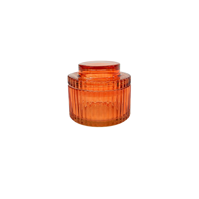 Vertical Striped Glass Wax Cup with Lid YD-HDWC-193