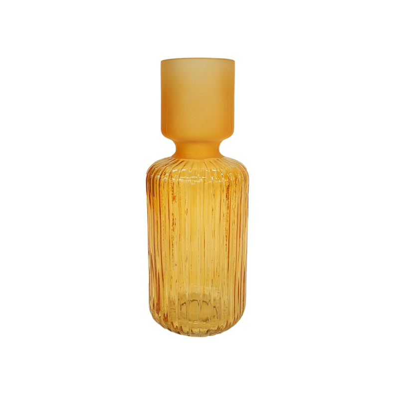 Yellow Segmented Frosted Glass Vase YD-SS-111