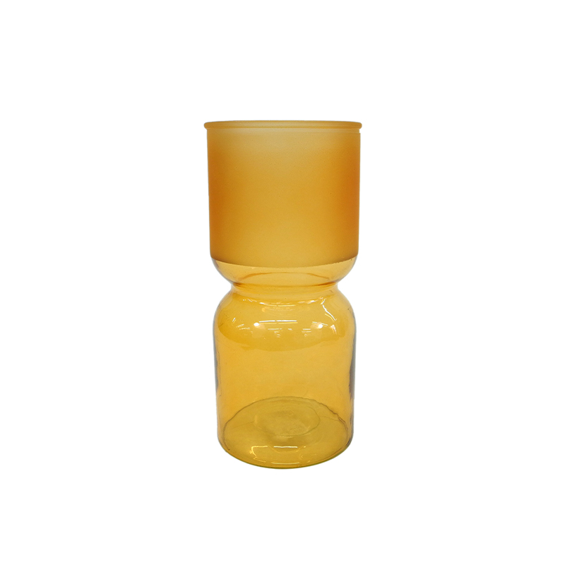 Yellow Segmented Frosted Glass Vase YD-SS-111