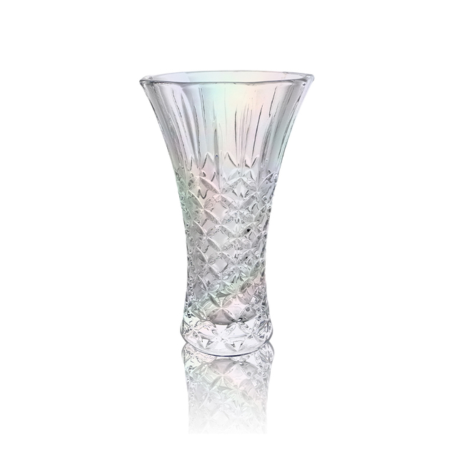 Relief Transparent Multicolored Plated Glass Vase YD-OBS-115