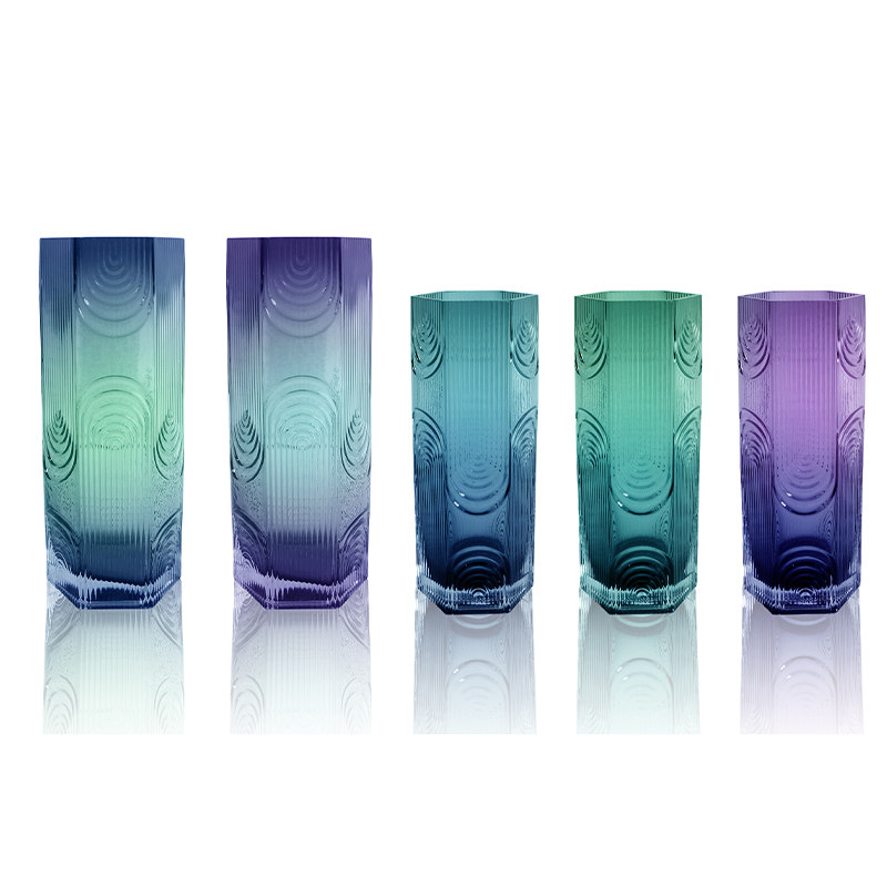 Striped Straight Gradient Glass Vase YD-OBS-120