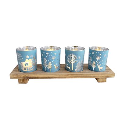 Yorklsun Glassware Blue Christmas Candle Holder & Wax Bottle YD-ND-136