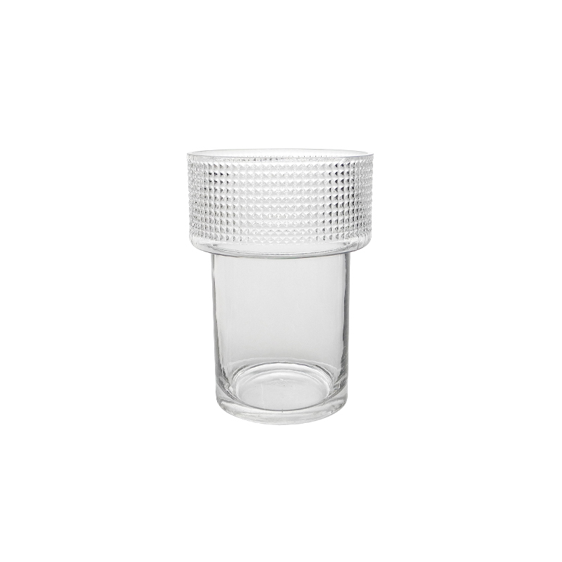 Square Dot Segmented Relief Glass Vase YD-CGV-113