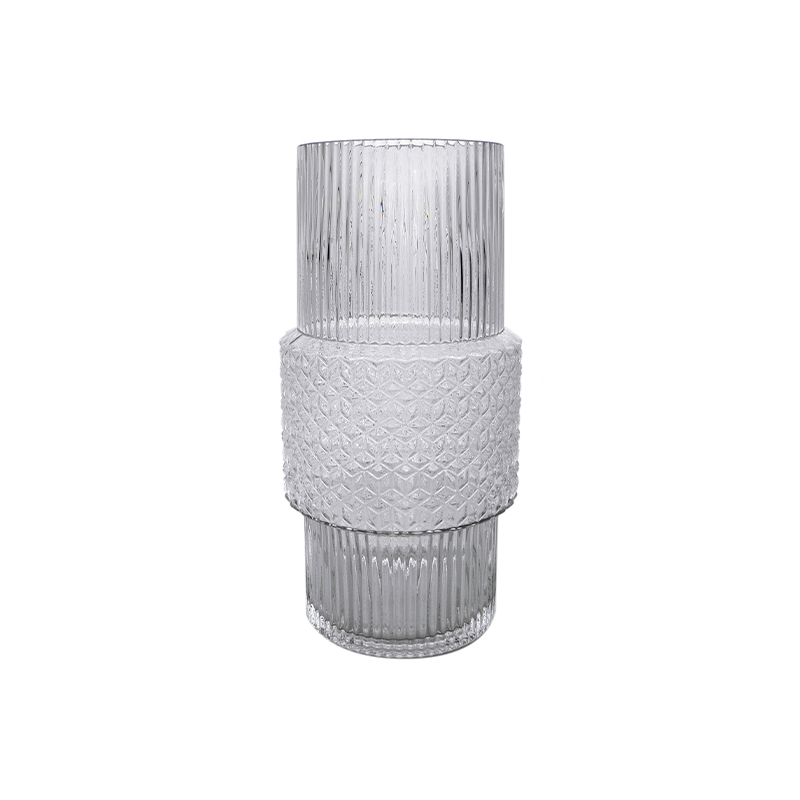 Striped Segmented Relief Glass Vase YD-CGV-171