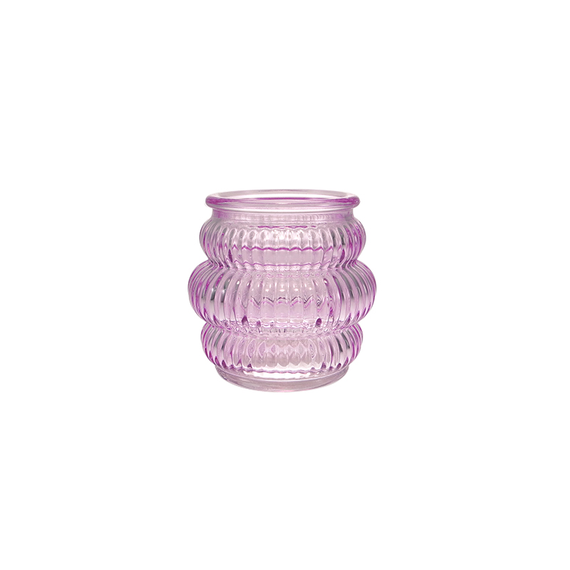 Spring Striped Spray-Colored Glass Candle Holder YD-SS-146