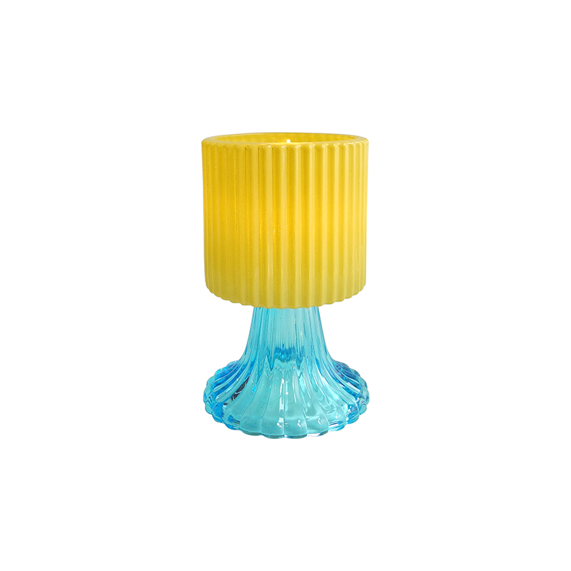 Yellow Striped Enamel Modern Candle Holder YD-HDWC-235