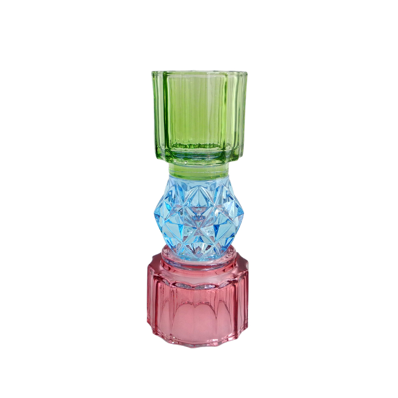 Striped Tricolor Double Candle Holder YD-HDWC-250