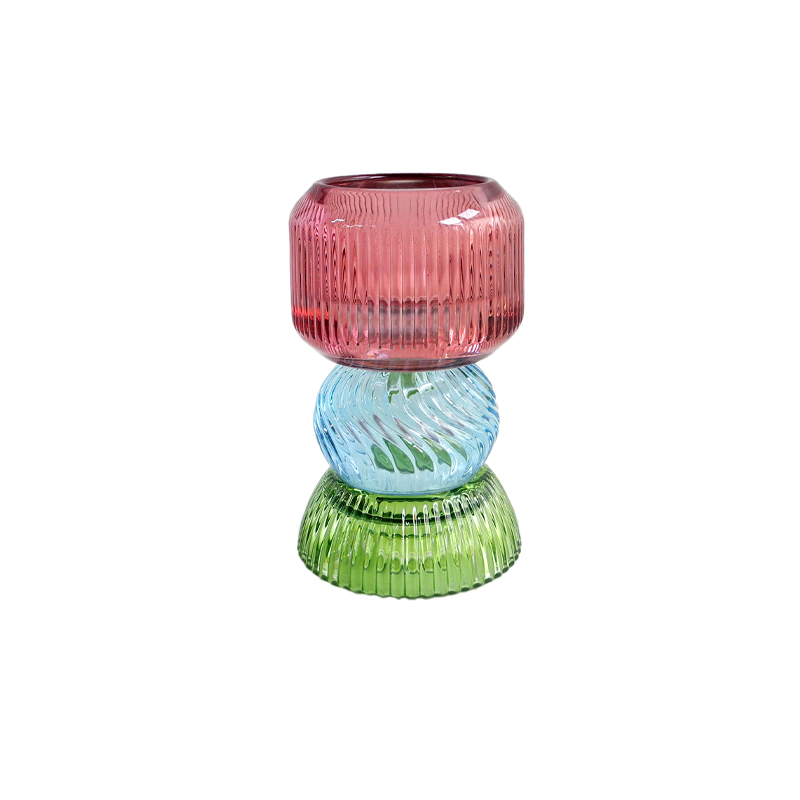 Striped Patchwork Modern Double Candle Holder YD-HDWC-254